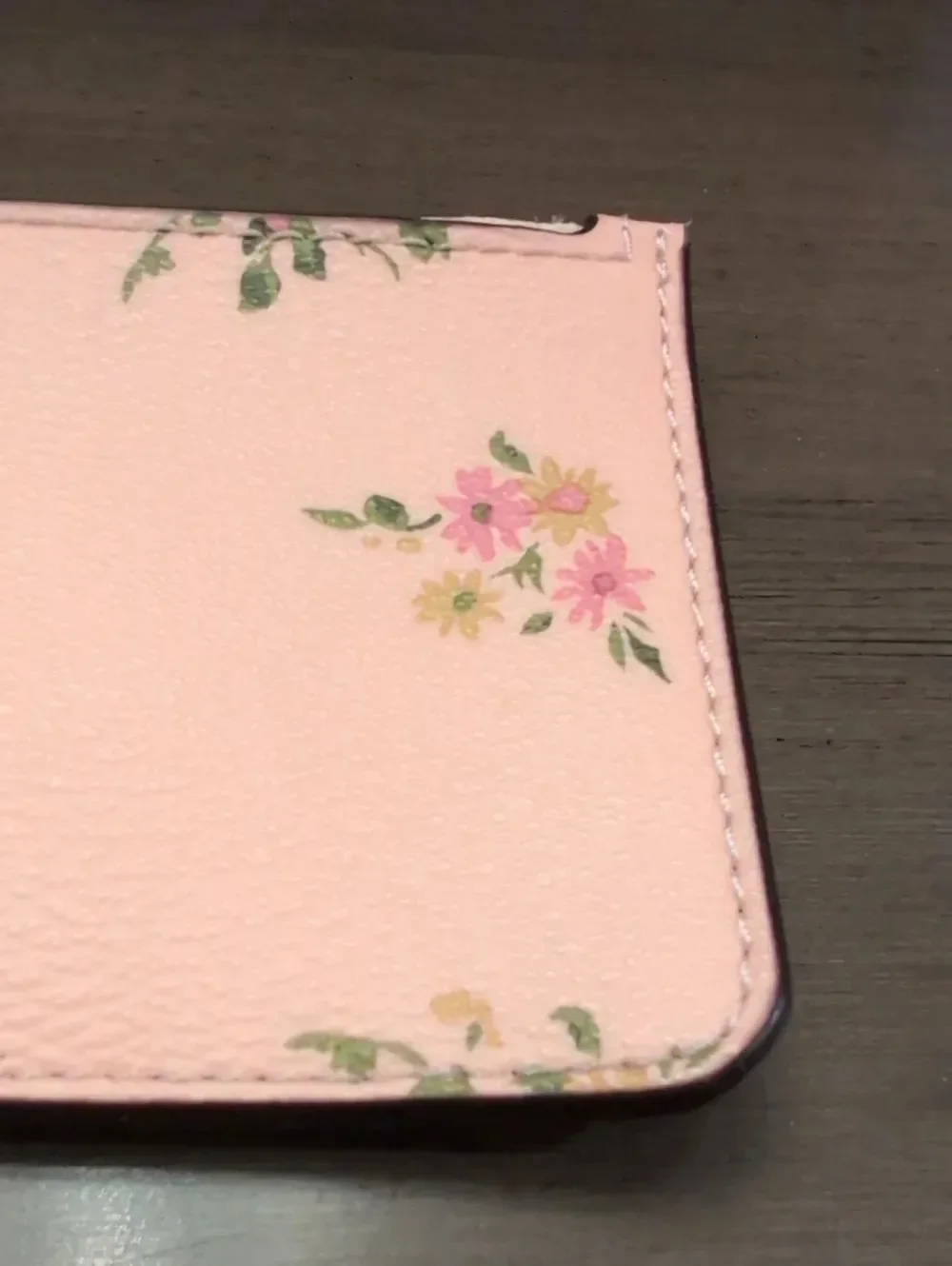 COACH Pink Daisy Bundle Print Slim Skinny Wallet Floral Zip Credit Card Case